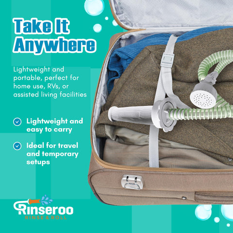 Rinseroo handheld bather converts fixed shower into portable rinse