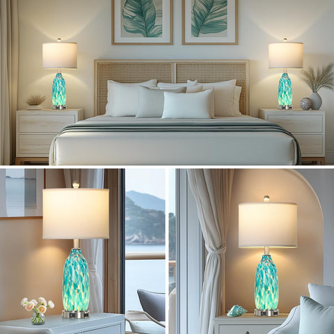 Rinweey brushed nickel base with white linen shade for a refined coastal look