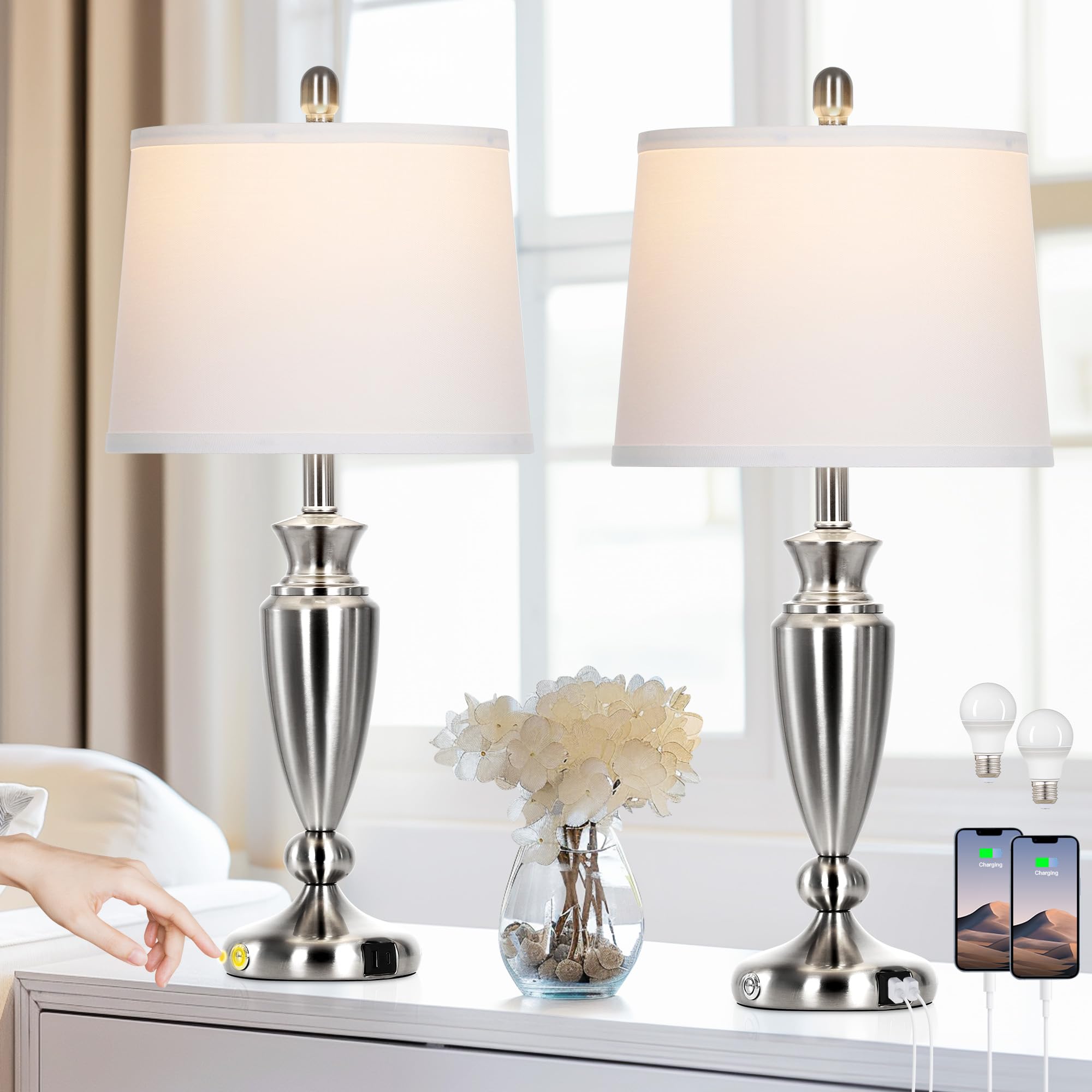 Rinweey lamps in on-off charging ports for clutter-free surfaces