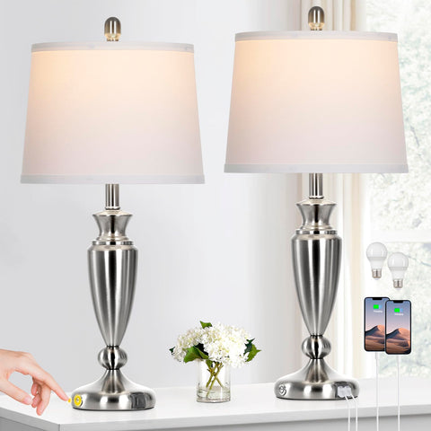 Rinweey metal table lamps set 2 base highlight: sturdy bedside lighting