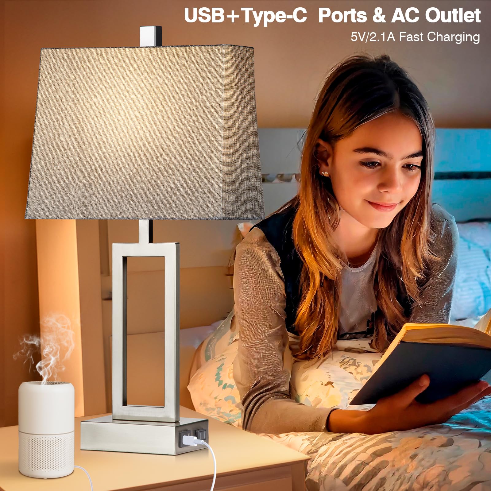 Rinweey USB-C and AC outlet for convenient charging.