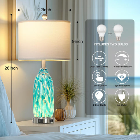 Rinweey lamps showing built-in USB ports and AC outlet on the base