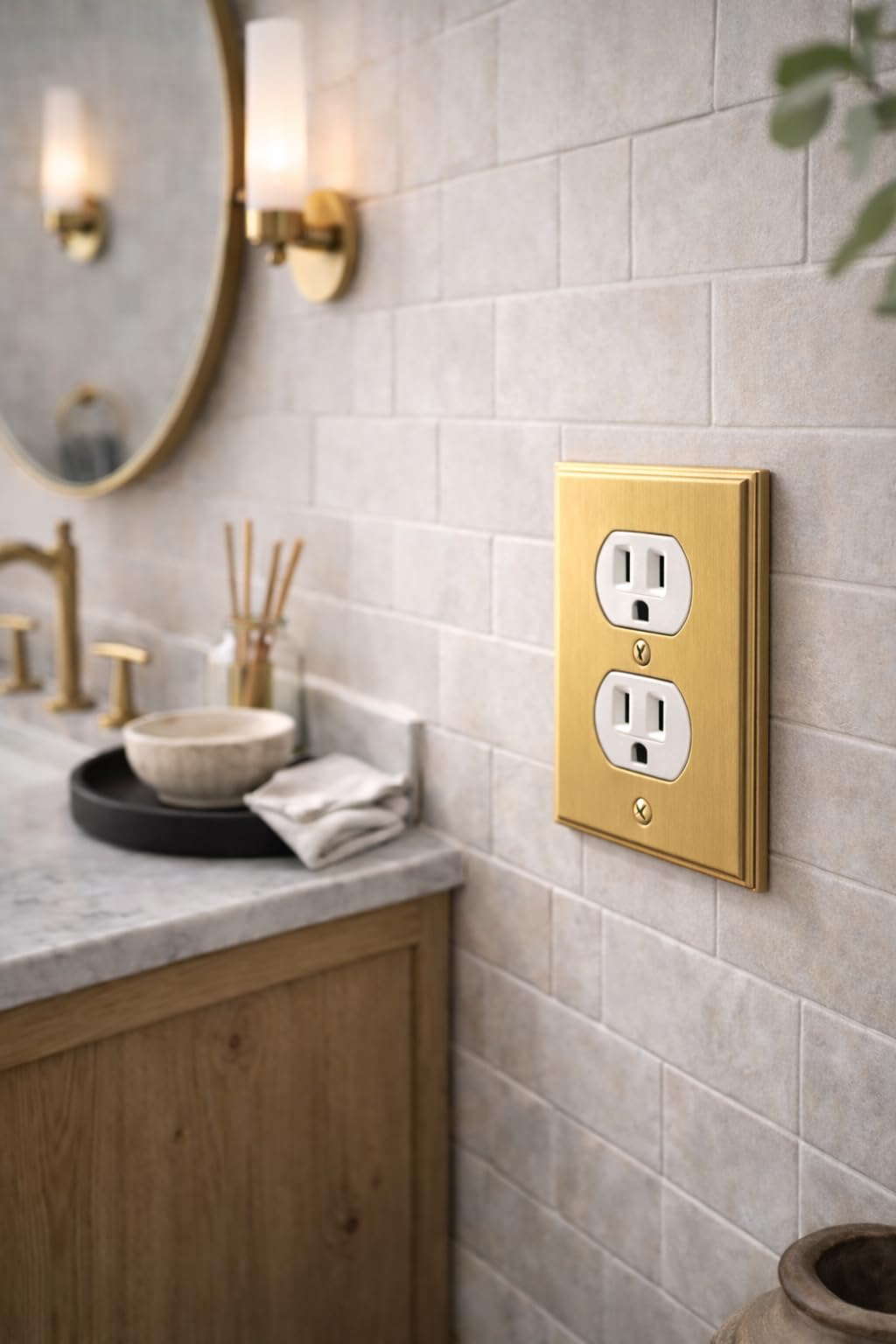 Rio Salto Brass Deco collection closeup reveals warm tone