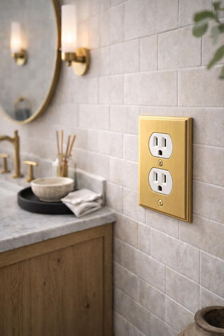 Rio Salto Brass Deco collection closeup reveals warm tone