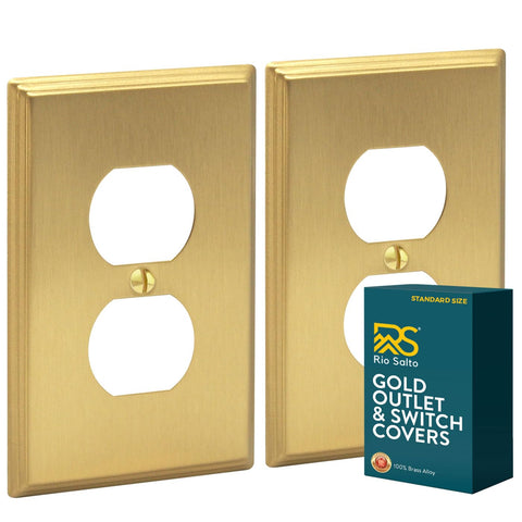 Rio Salto Brushed Gold Deco Plate, standard size, front view highlighting premium finish.