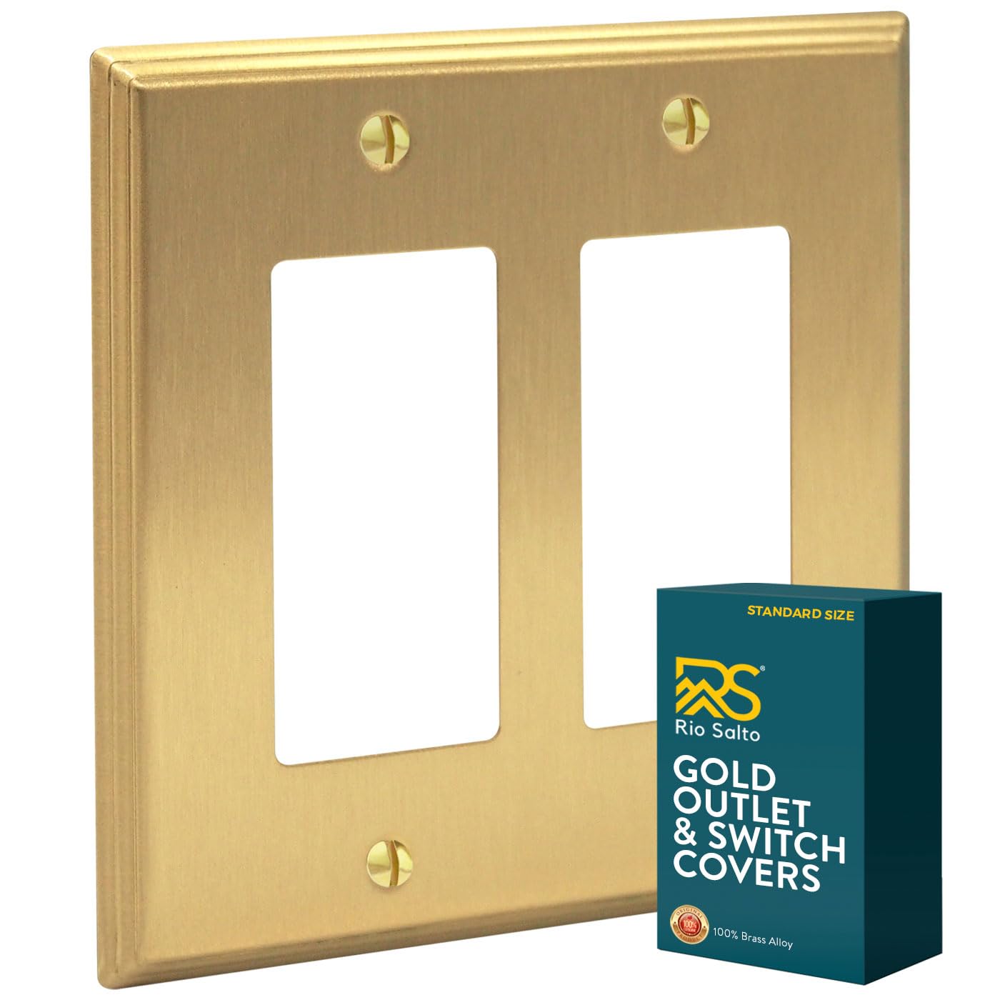 Rio Salto BRASS Deco double rocker wall plate with brushed brass finish
