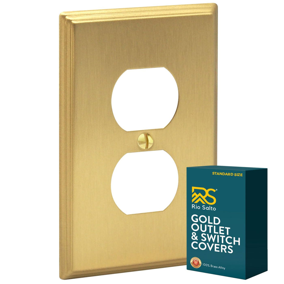 Rio Salto Brass Deco plate front view shows premium brushed brass finish