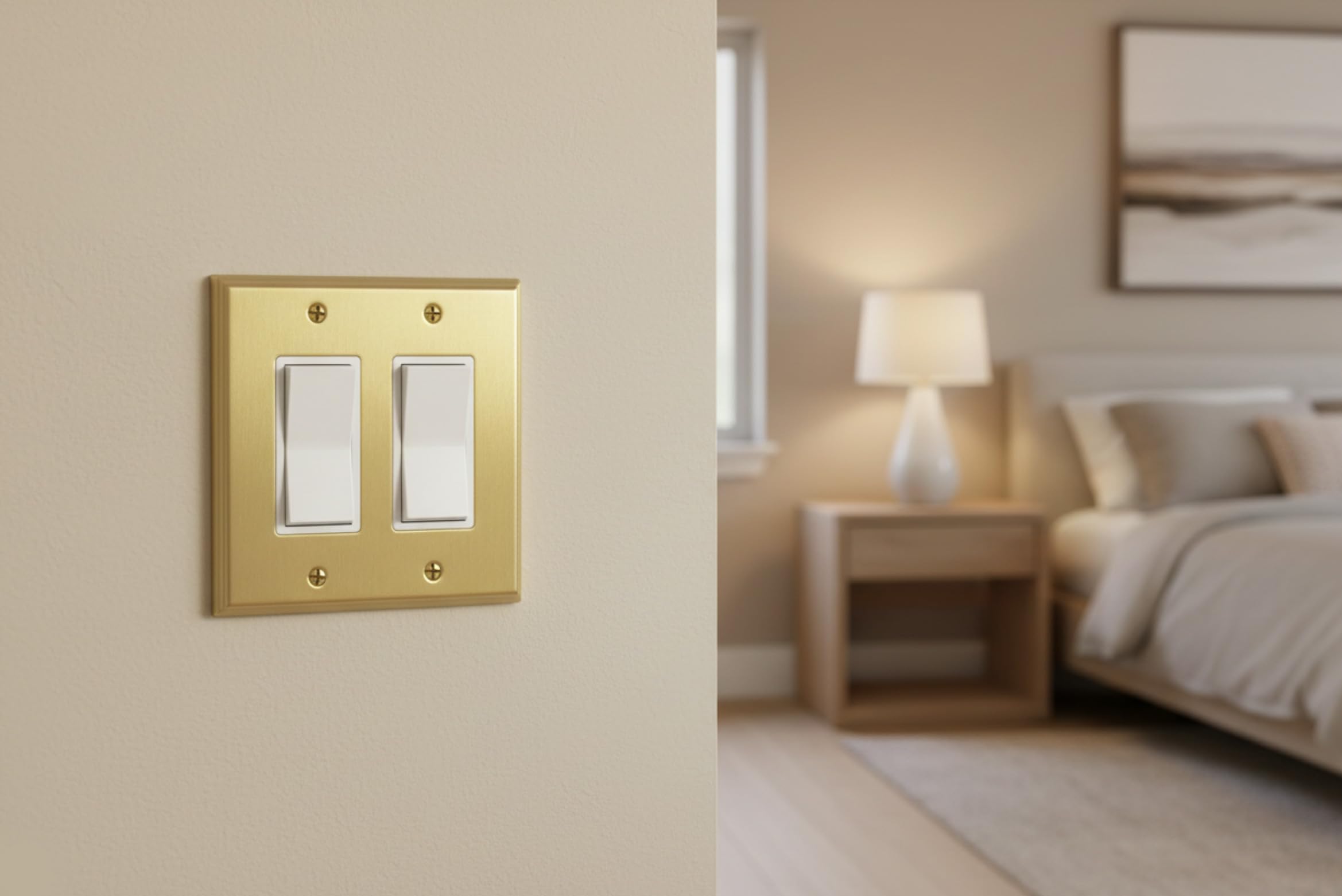 Rio Salto BRASS Deco wall plate in living room style scene