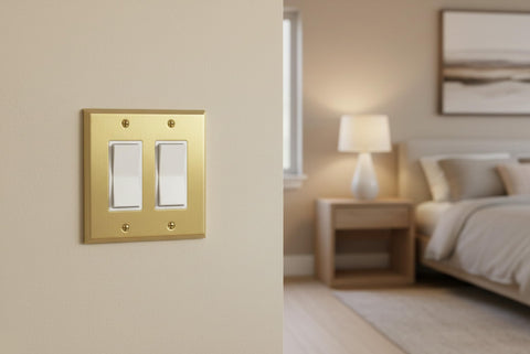 Rio Salto BRASS Deco wall plate in living room style scene