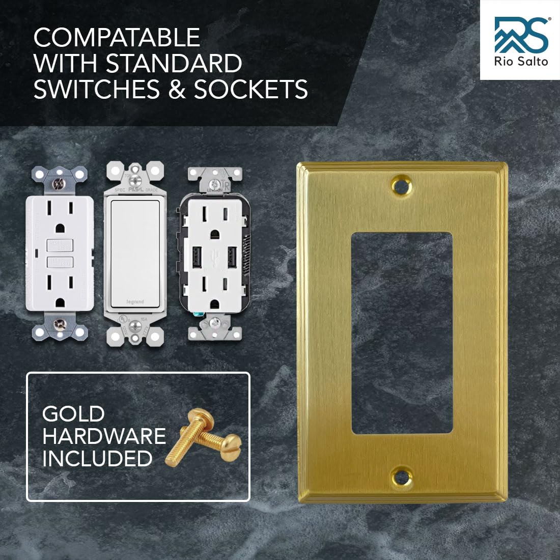 Rio Salto brass light switch cover for indoor use with lasting quality.