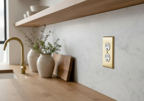 Rio Salto BRASS Signature wall plate 2-pack demonstrates value with matching screws.