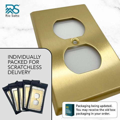 Rio Salto BRASS Signature wall plate with brushed finish highlights durability and premium style.