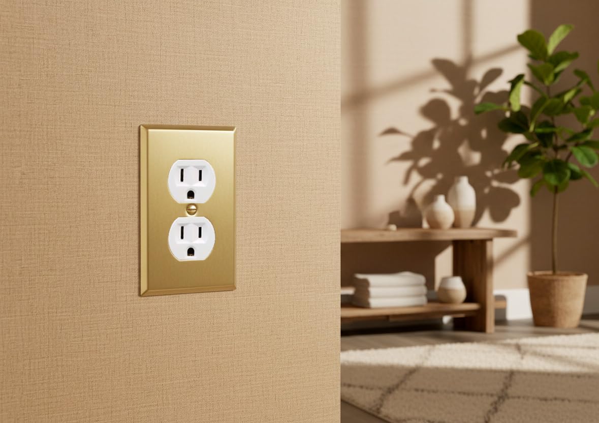 Rio Salto BRASS Signature wall plate screws included for quick installation.