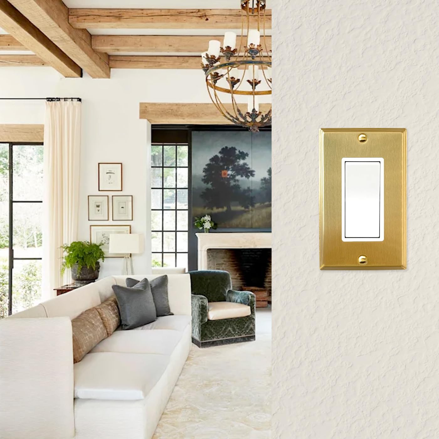 Rio Salto brass wall plate close-up highlights fine brushed finish.