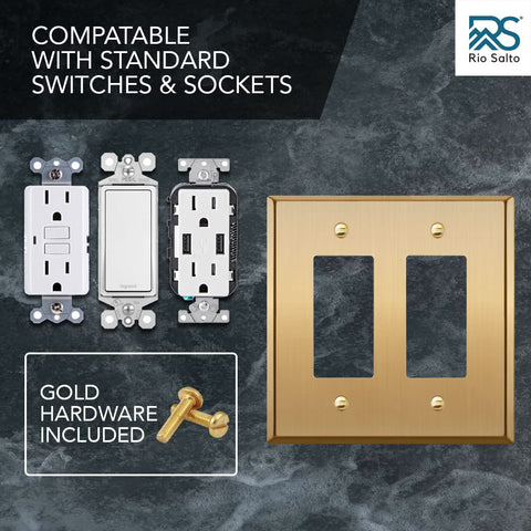 Rio Salto BRASS wall plate adds modern brushed gold tone.