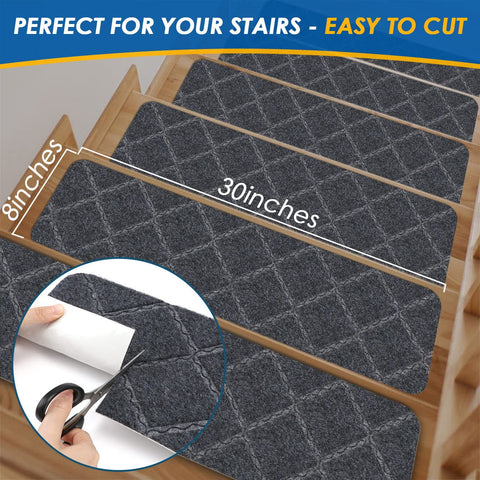 RIOLAND stair treads installation demonstration showing quick 5-minute setup.