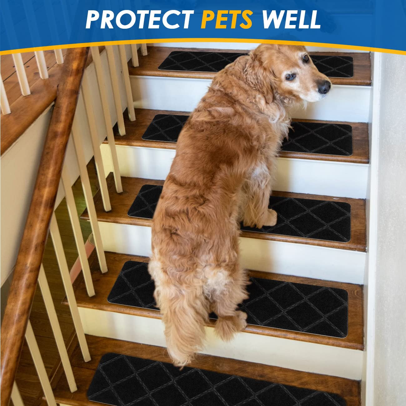 RIOLAND easy-install stair treads for quick safety upgrades on wood stairs