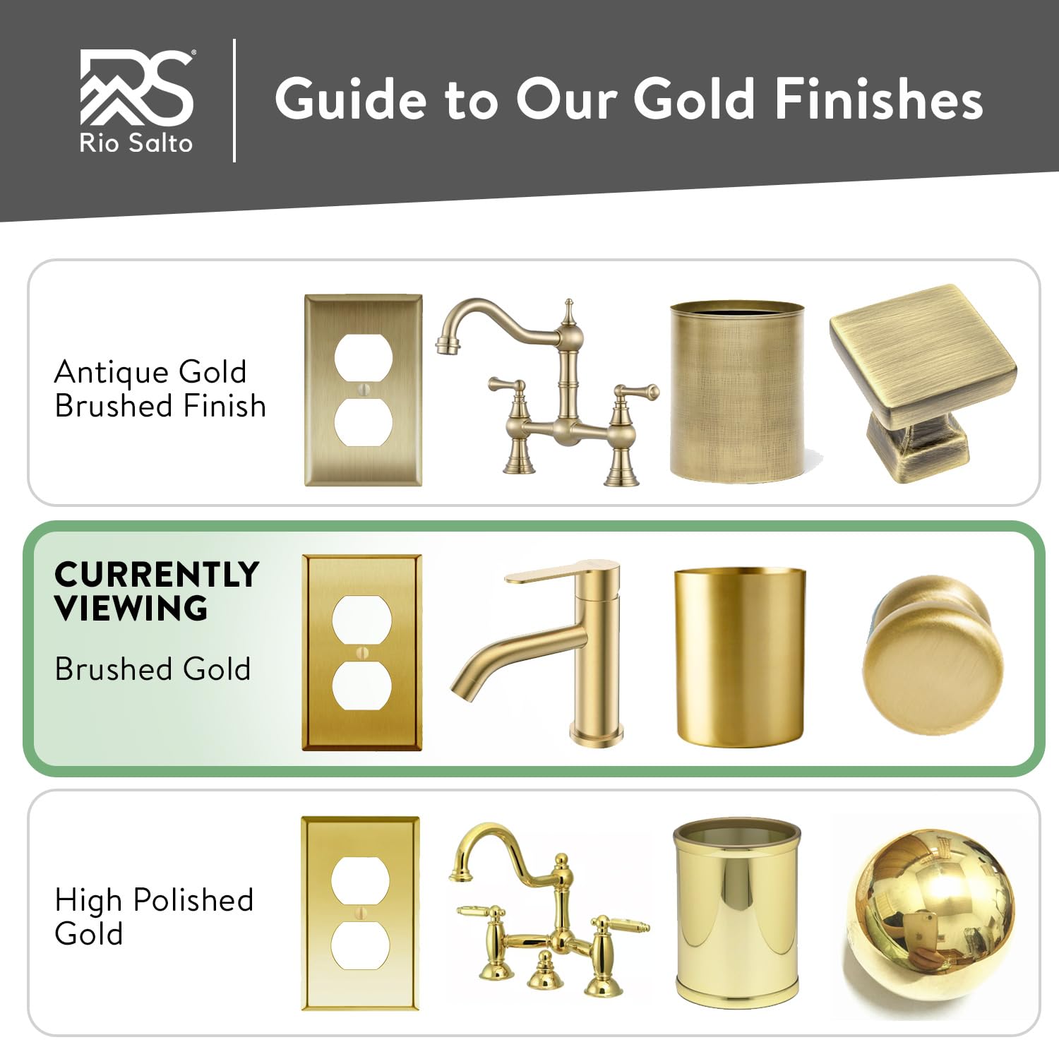 Rio Salto gold outlet plate with durable finish.