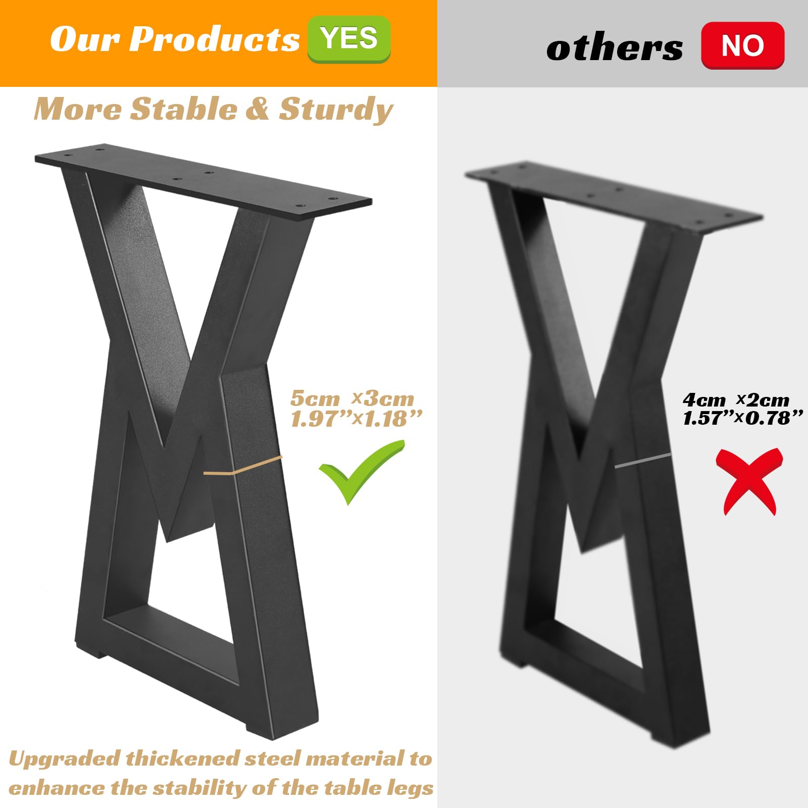 Rioychan 16-inch legs with powder-coated finish for durable, scratch-resistant surfaces.