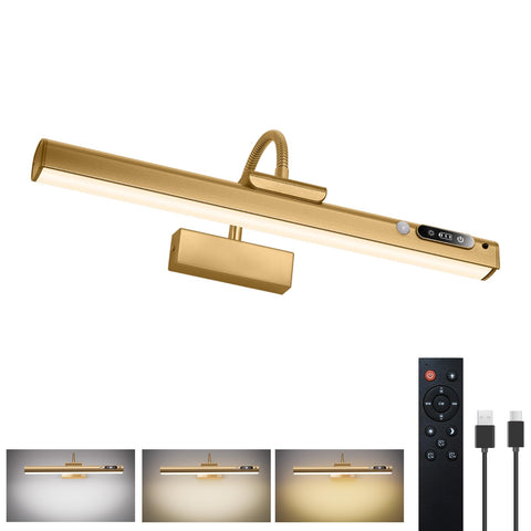 RIRIBEN 15.7'' picture light on wall in gold delivers even illumination for art.