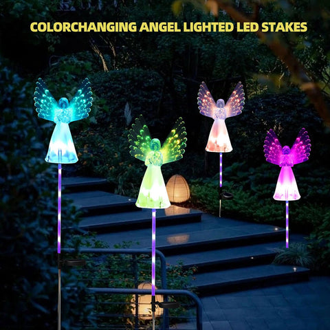 Rirool Angel light with wings design enhances garden decor.