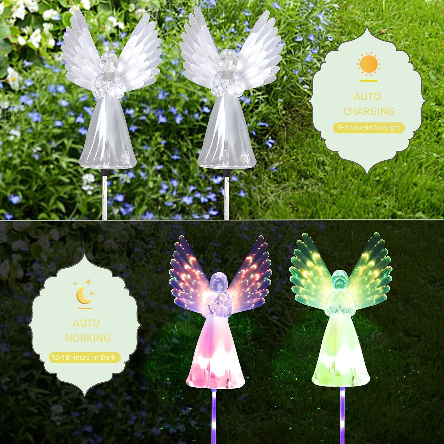 Rirool Memorial angel light offers a thoughtful tribute in the yard.