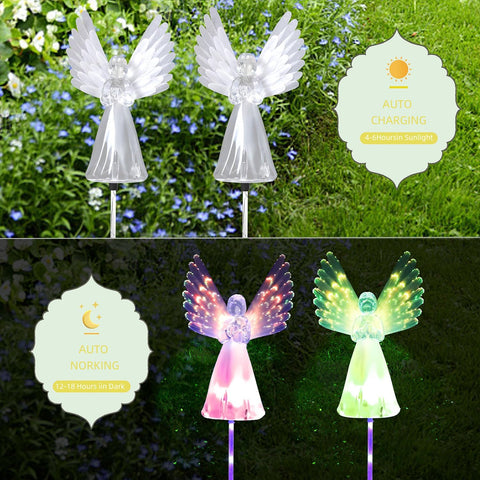 Rirool Memorial angel light offers a thoughtful tribute in the yard.