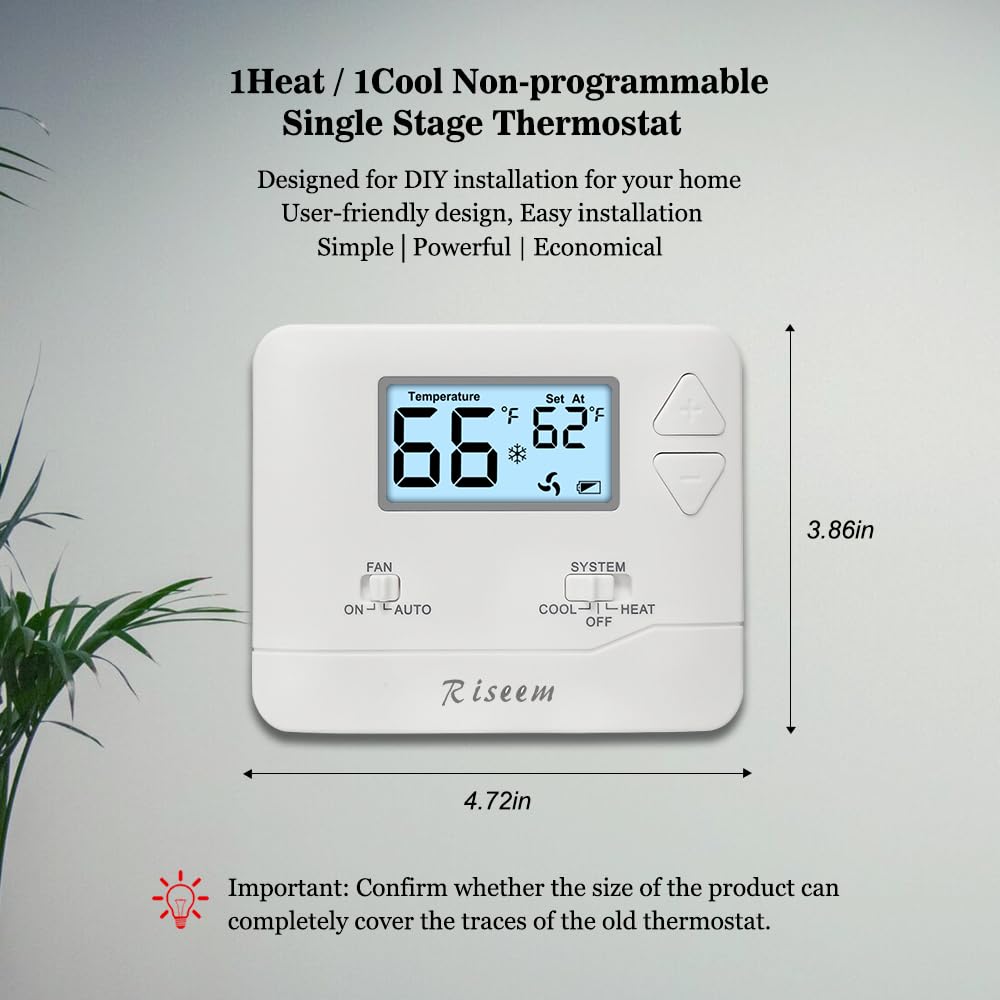 Riseem thermostat digital display lit for quick room temperature readings