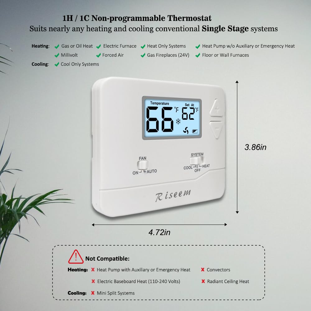 Riseem thermostat close-up showing simple, intuitive controls for fast adjustments