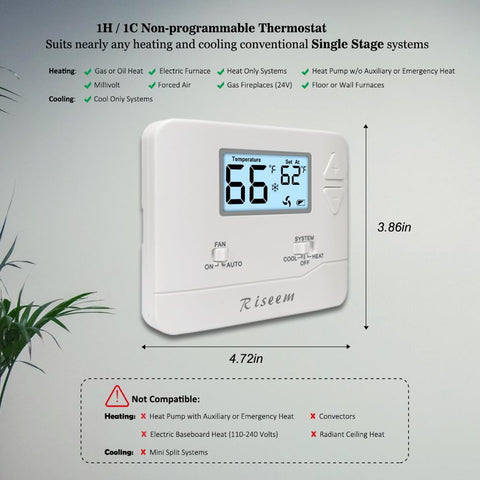 Riseem thermostat close-up showing simple, intuitive controls for fast adjustments