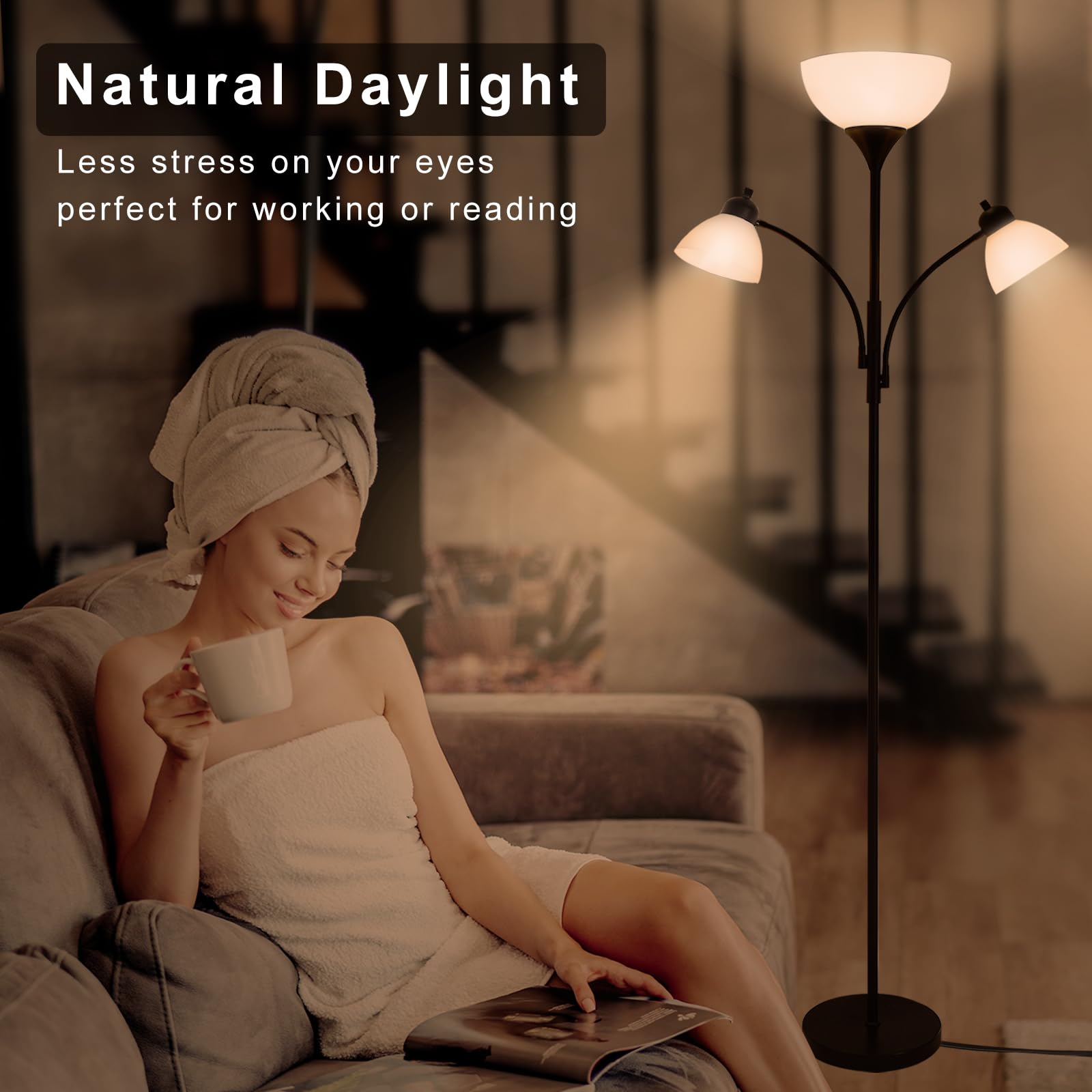 RISLG floor lamp white-frosted-body offers soft, even light for cozy rooms