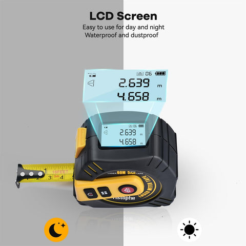 Ristophe 2-in-1 showing 16 ft auto-lock tape for one-person measurements