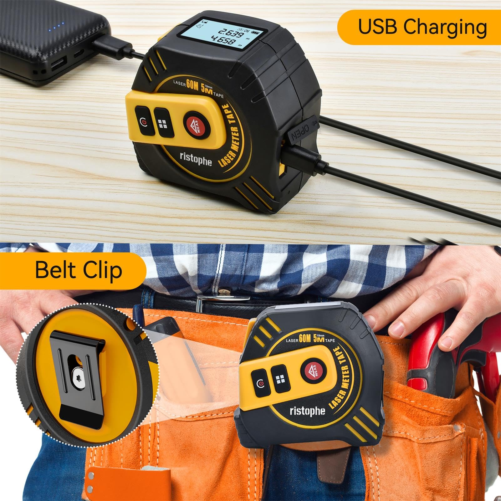 Ristophe 2-in-1 durable ABS body with anti-slip grip