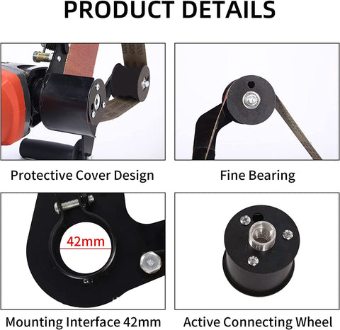 Ritammi belt sander adapter enabling pipe sanding on metal surfaces