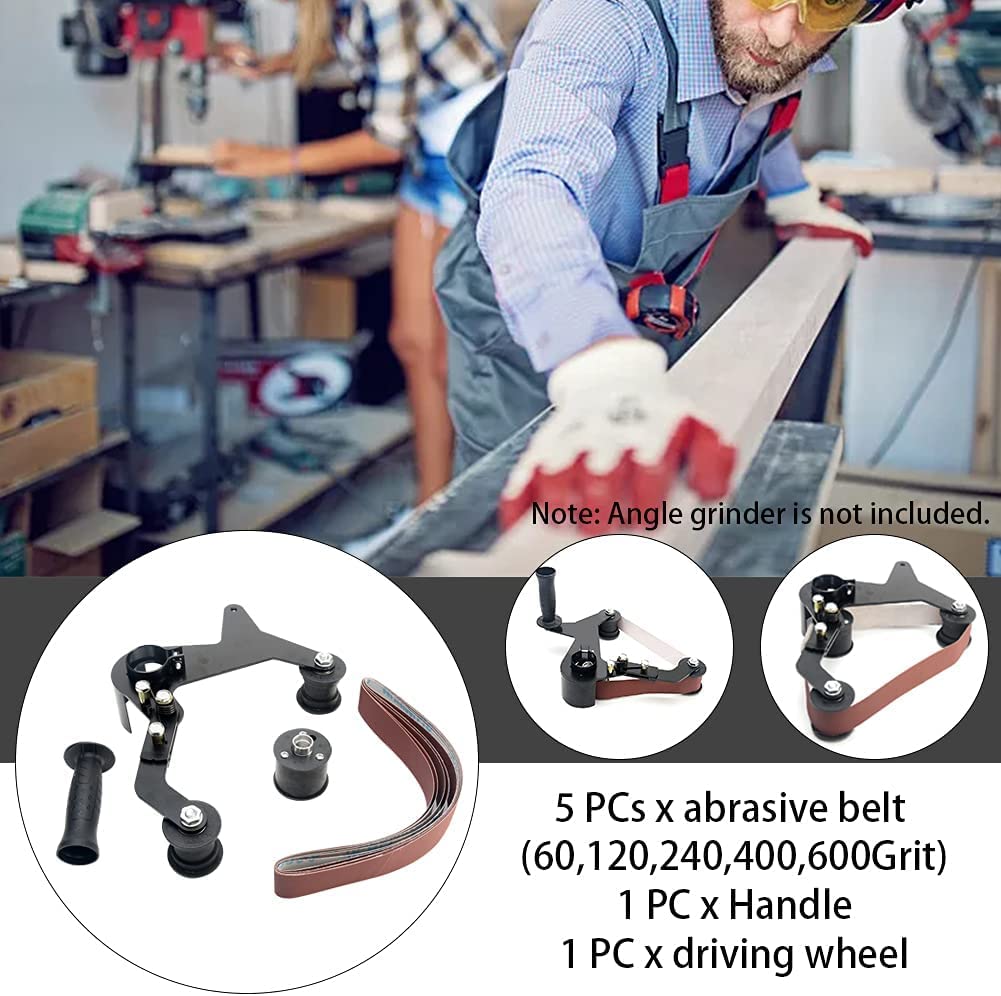 Ritammi belt sander adapter mounted for wood and metal polishing