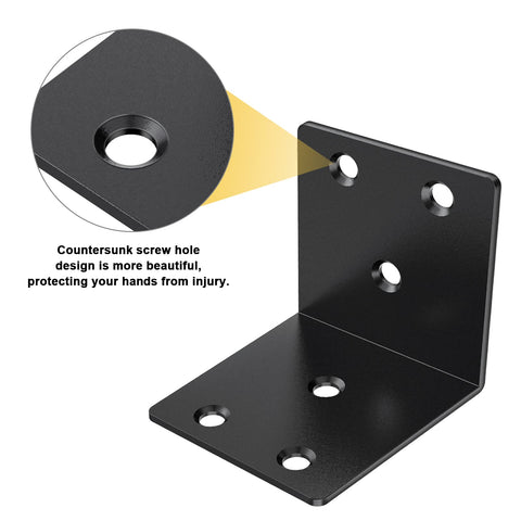 Riuog 90-degree corner brackets with black finish resist rust and blend with décor
