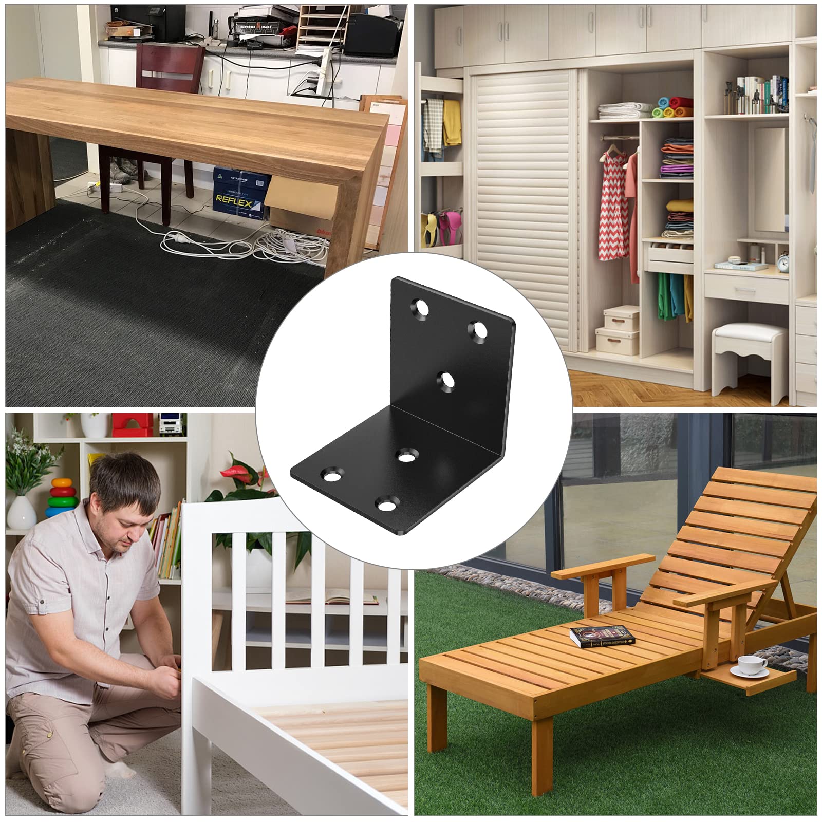 Riuog wide-application corner brackets stabilize shelving, tables, and end frames