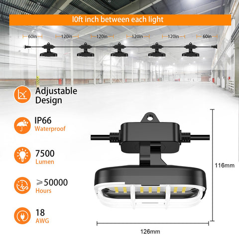 RIUVAO LED string light showing end-to-end connection for large-area coverage.