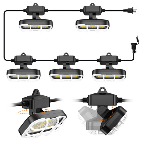 RIUVAO 50ft string light with rotatable heads for flexible angles.