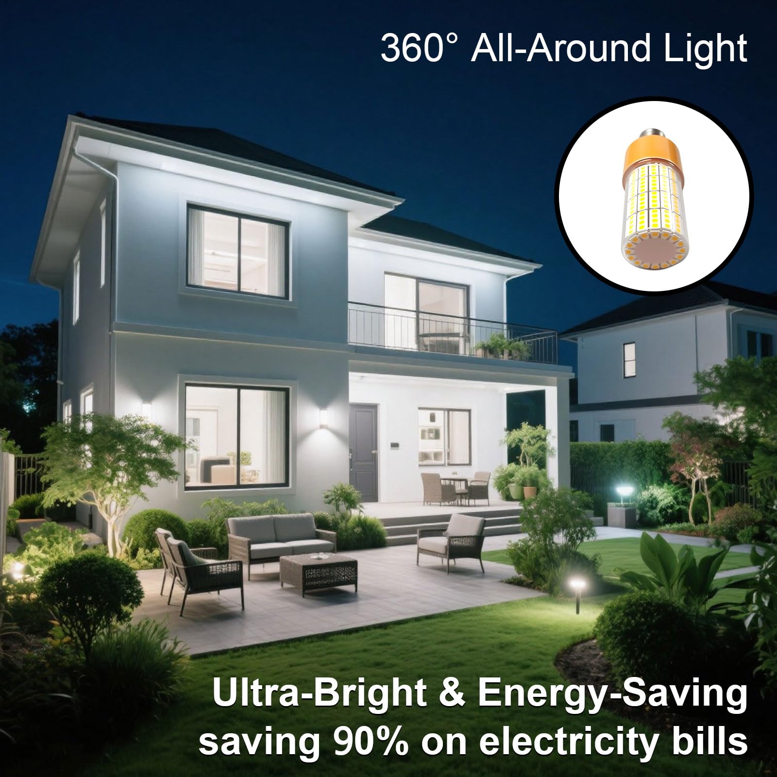 RIUVAO corn light with E26 base shown for easy installation.