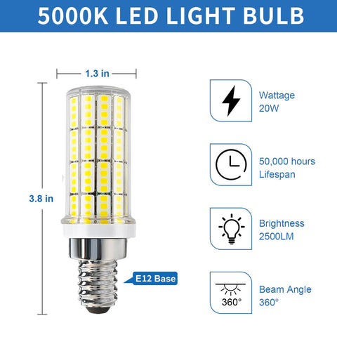 RIUVAO chandelier bulb with 360-degree beam for even coverage.