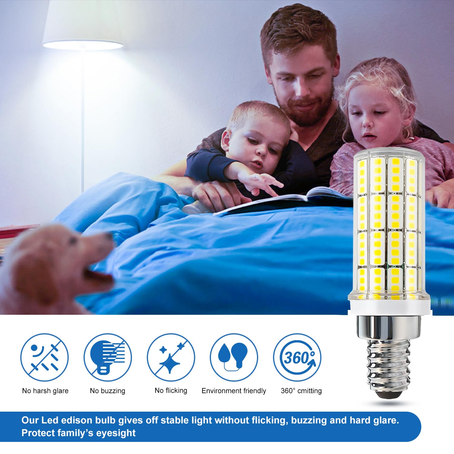 RIUVAO E12 LED corn bulb 5000K cool daylight ideal for task areas