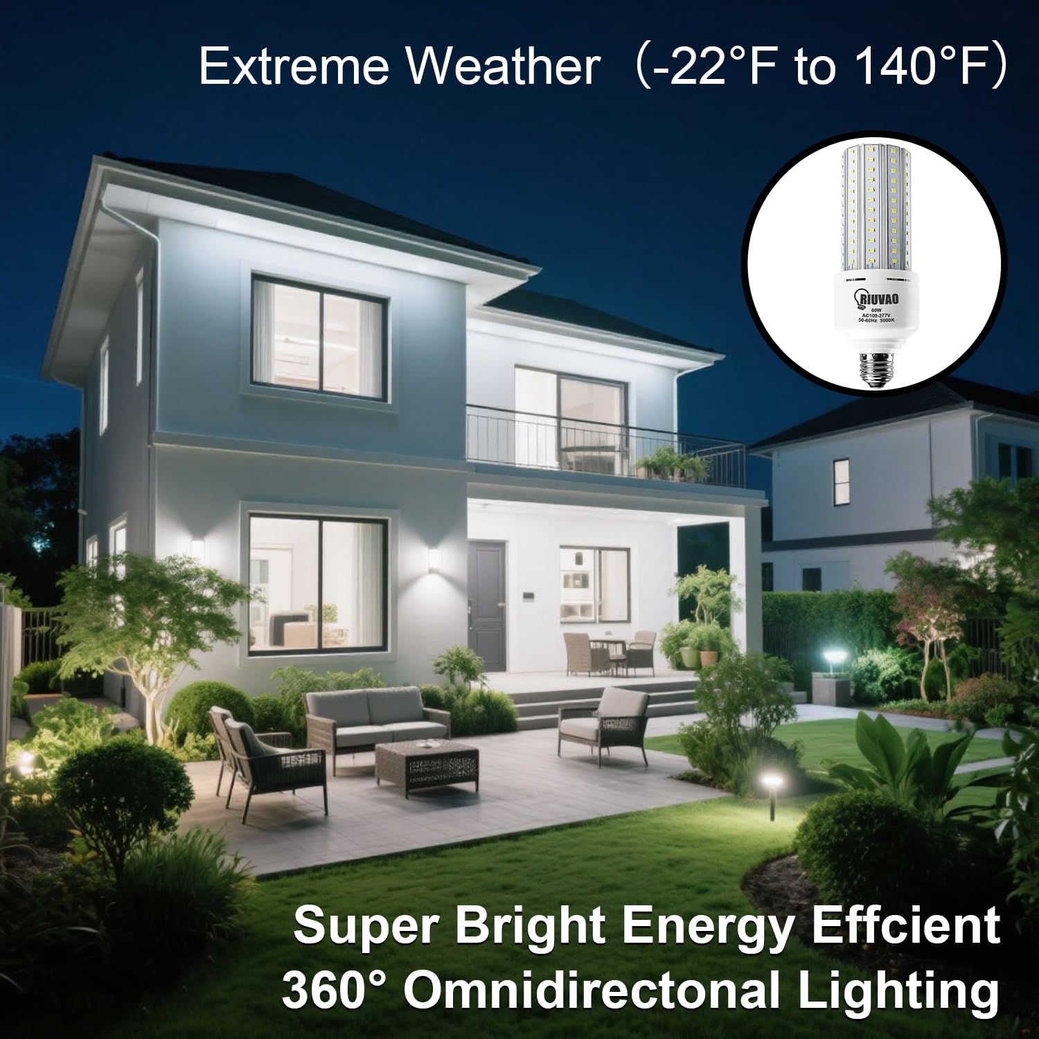 RIUVAO indoor outdoor corn bulb with wide coverage
