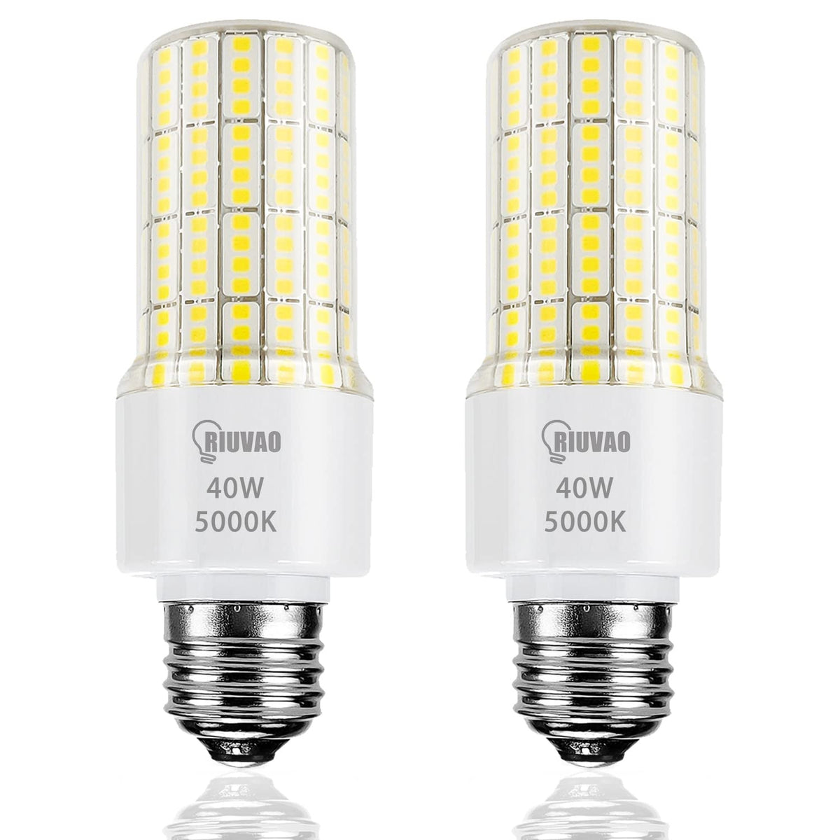 RIUVAO 2-pack LED bulbs for energy-saving, 300W-equivalent brightness