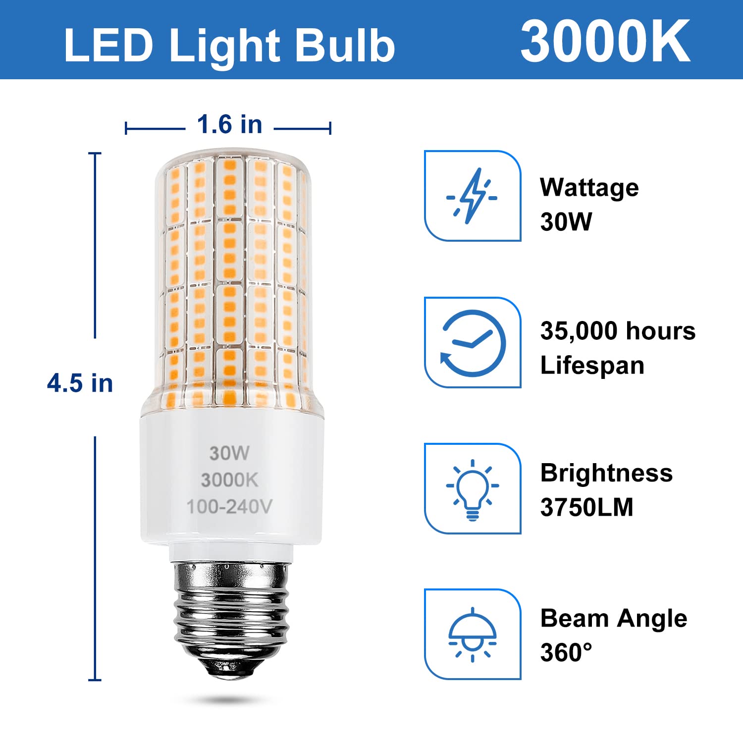 RIUVAO LED corn bulb 3000K warm daylight for cozy interiors