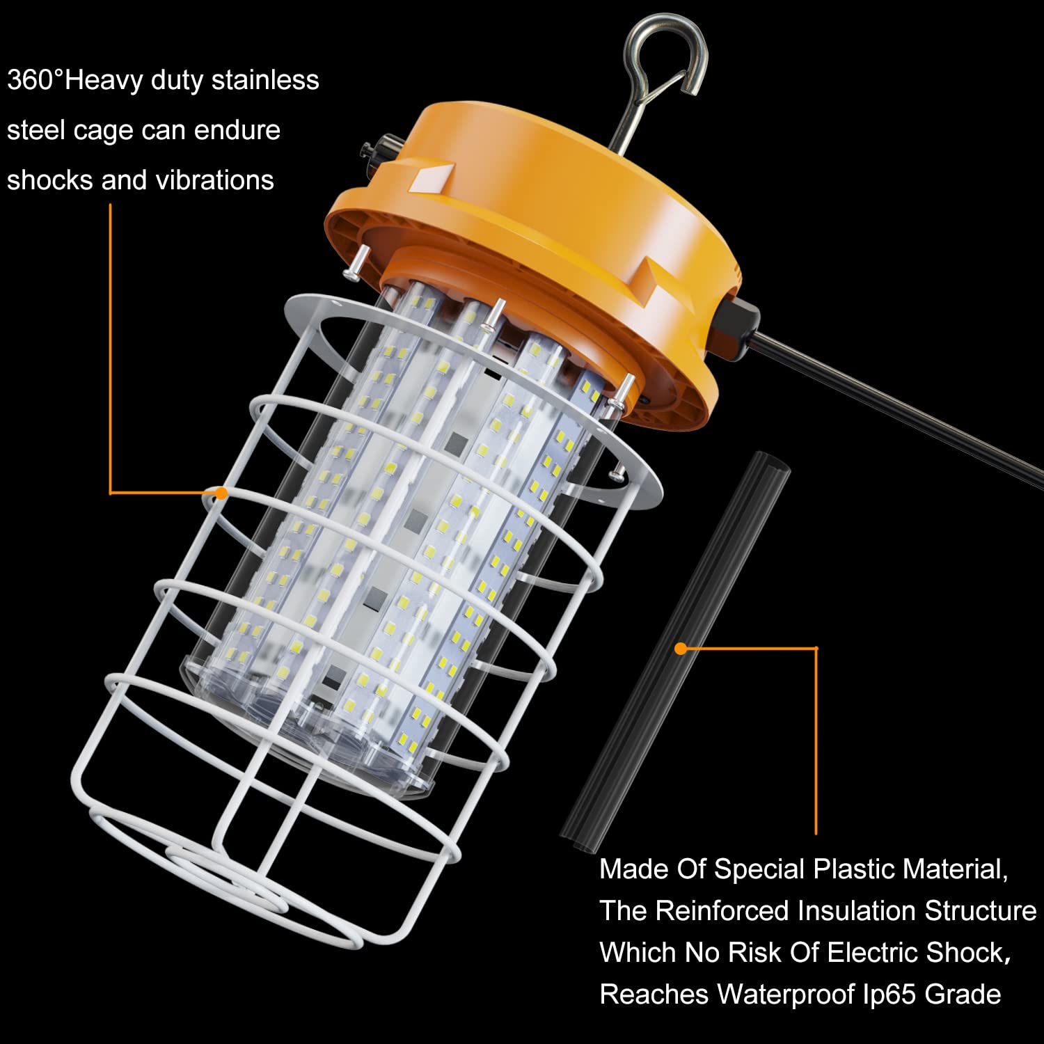 RIUVAO LED temporary work light designed for damp locations for indoor and outdoor use