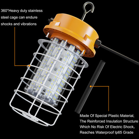 RIUVAO LED temporary work light designed for damp locations for indoor and outdoor use