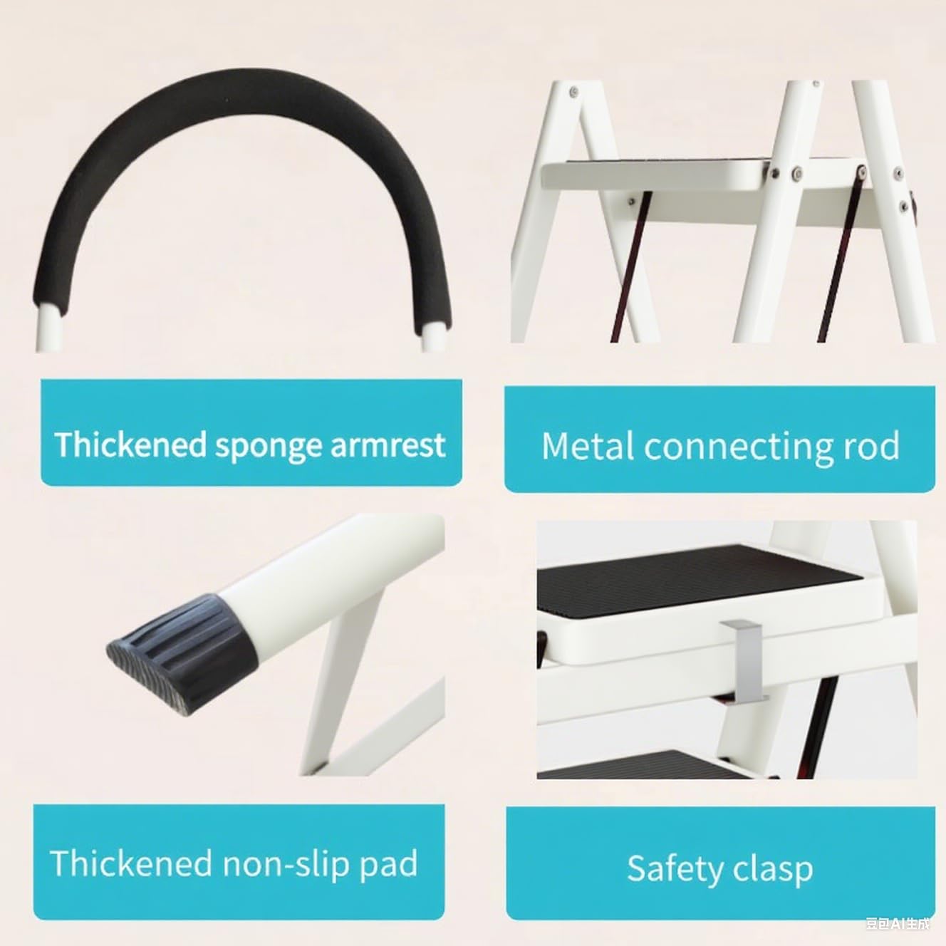 Riverlin anti-slip pedals provide secure footing on kitchen and bathroom tasks.