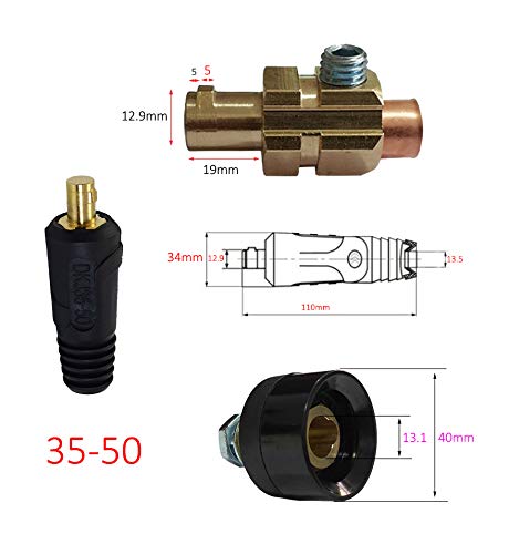 RiverWeld DINSE red plug highlights polarity and quick color coding
