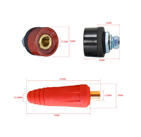 RiverWeld DINSE red socket aids safe polarity identification during setup